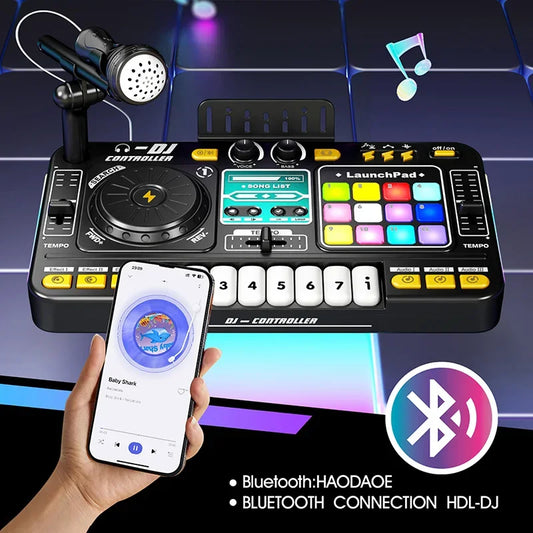 Kids Simulation DJ Mixer Controller Toys Multifunctional Music Effects Electronic Piano Keyboard Learning Birthday Gift Boy Girl