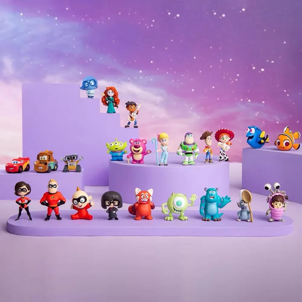 Disney original 100th Mini Figureines Bottle Toy  Princess Series Villain Series Figurine Toy Model For Kids Gifts