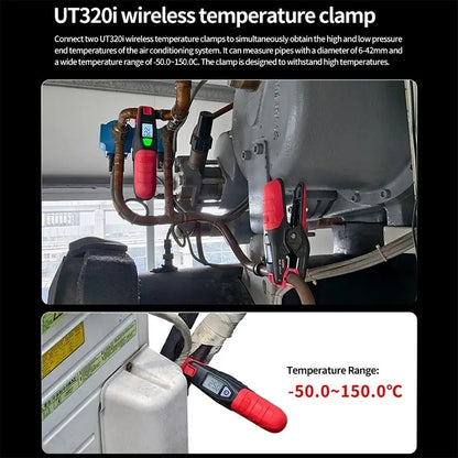 UNI-T UT336E KIT Digital Manifold Gauge With 2PCS UT320I Wireless Temperature Clamps Auto Air Conditioner Refrigerant Pressure