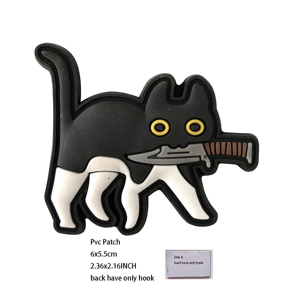 New Outdoor Bag Accessories: Satirical Cat Badge Graffiti Cat 3D PVC Magic DIY Bag Stickers Backpack Hook and Loop Patch