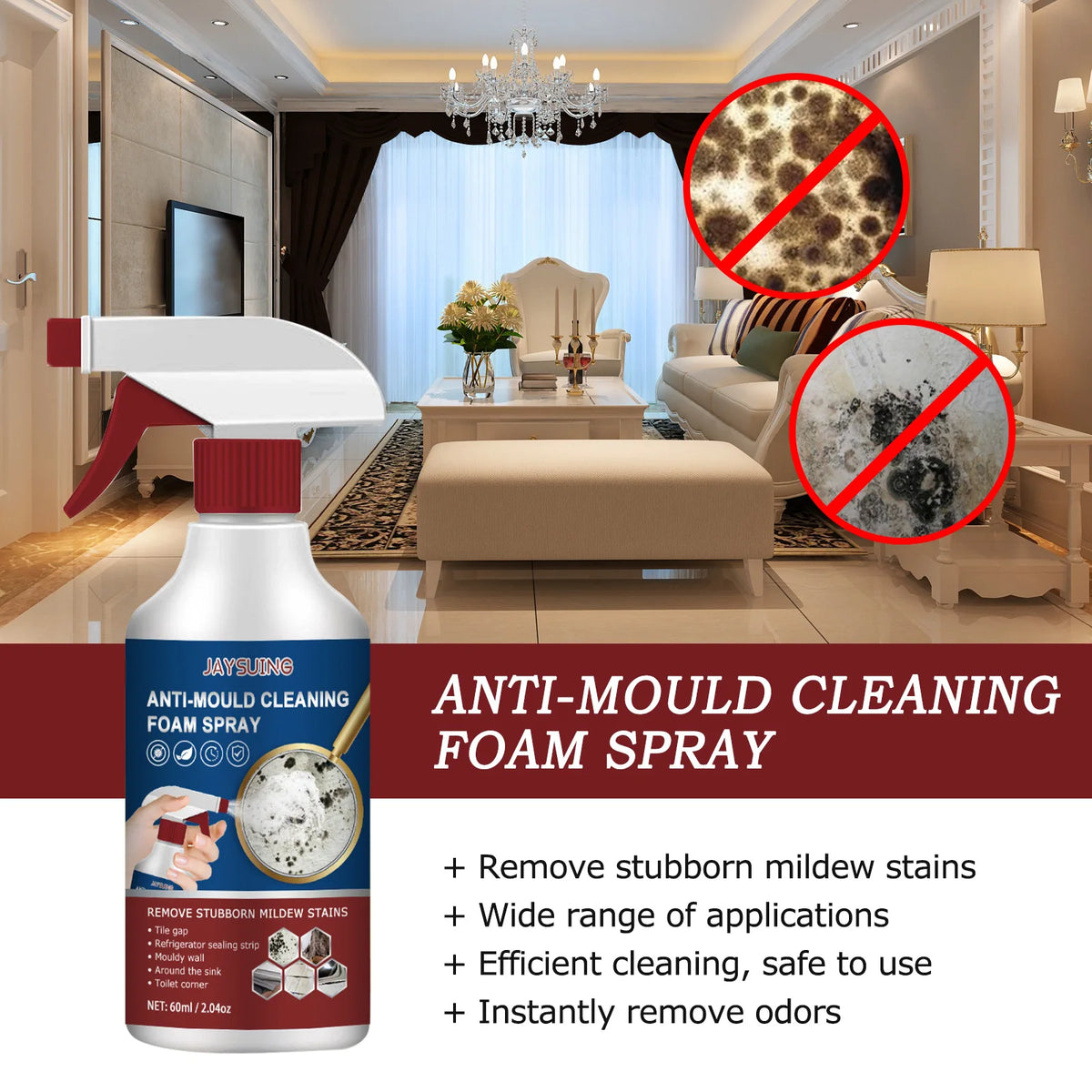 Mildew Foam Cleaner Deep Cleaning Agent Furniture Ceramic Tile Floor Wall Cleaner Home Multifunctional Mold Remover Spray 60ml
