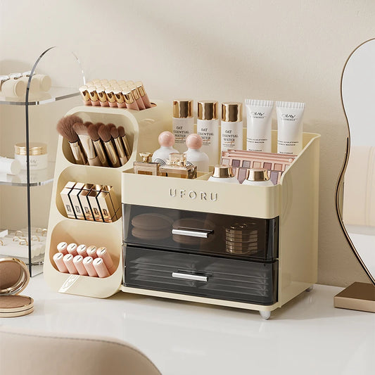 Uforu Back to School Cosmetics Storage Box - Large Capacity, Multifunctional Organizer for Student Dorm Room Tables