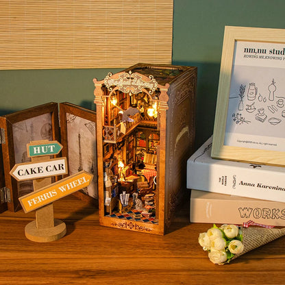 DIY Magic Library 3D Puzzle Bookend Building Model Miniature Architecture Kit Stress Relief Halloween Gift for Book Lovers