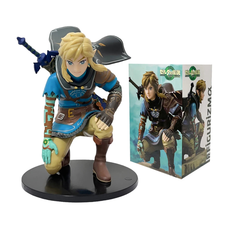 Anime 12cm Legend Of Zelda Link Kingdom Of Tears Squatting Position Figure Statue Game Pvc Handheld Models Toy Ornaments Gifts