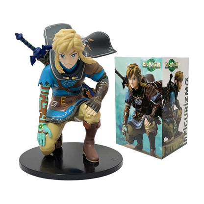 Anime 12cm Legend Of Zelda Link Kingdom Of Tears Squatting Position Figure Statue Game Pvc Handheld Models Toy Ornaments Gifts