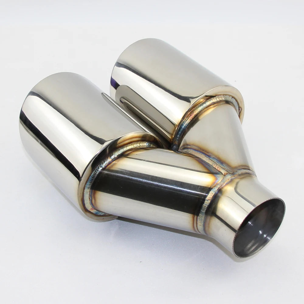 Car Accessories Stainless steel welded Y-type double outlet straight edge exhaust pipe tail throat