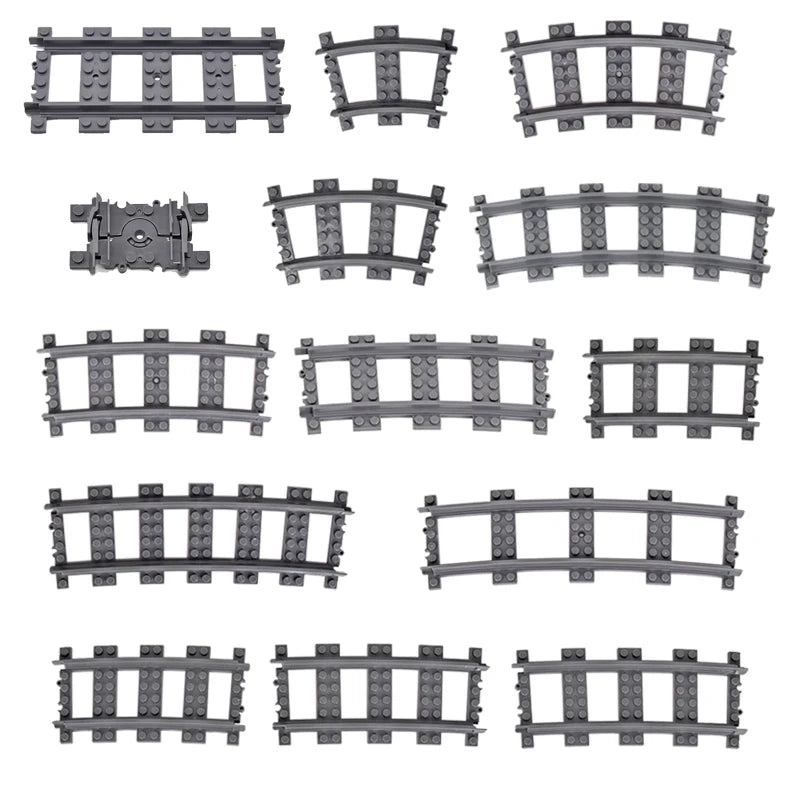 MOC City Bricks Train Flexible Construction Parts Railway Curve Track Building Blocks Model Accessories Compatible with 53401