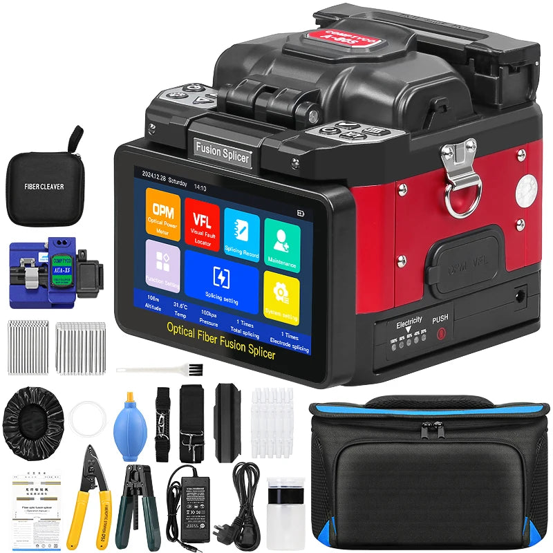 COMPTYCO A-80S Optical Fiber Fusion Splicer SM MM Multilingual Touch Screen Fiber Optic Core Welding Machine Built in OPM VFL