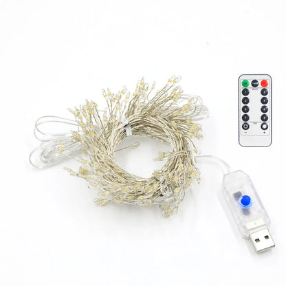 Remote Control Garland Fairy Lights 5V DC LED Firecracker Weaving String Light USB Battery Powered for Wedding Decoration