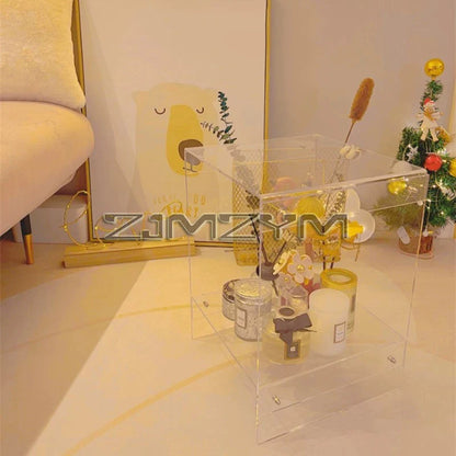Acrylic Transparent Table Simple Bedroom Bedside Table Nordic Coffee Table Sofa Side Table Double-Deck Storage Tea Tables