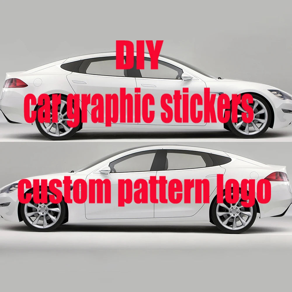Full Color Printed Decals on Both Sides of The Car, Blue Graffiti Retro Solo Jazz Car Side Door Modification Decals Accessories