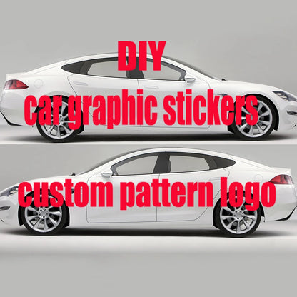 Full Color Printed Decals on Both Sides of The Car, Blue Graffiti Retro Solo Jazz Car Side Door Modification Decals Accessories