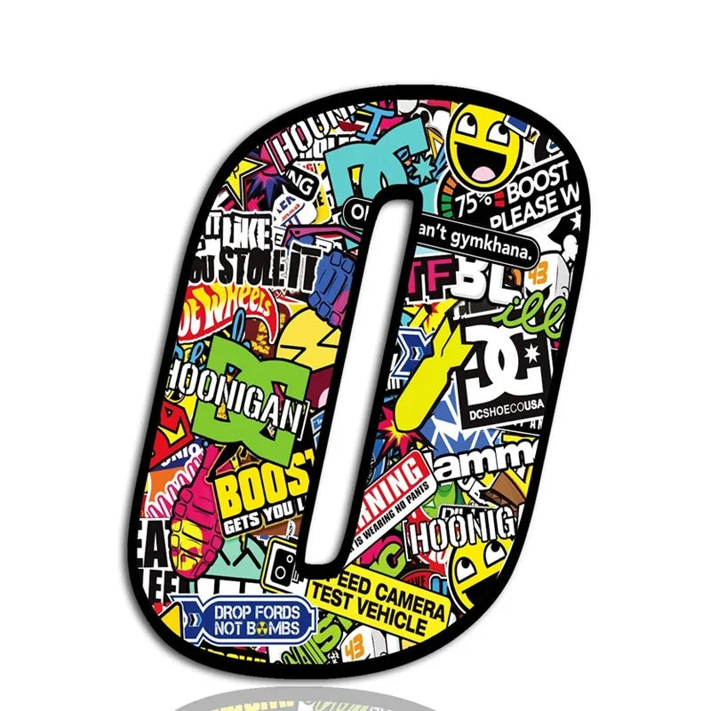 Car Sticker Exquisite Punk Digital Skull Decal Number 0-9 Exterior Parts Interior Stickers Cute, Caravan Accessories PVC