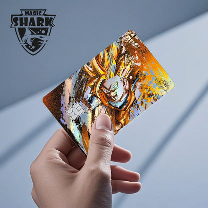 Magic Shark Goku Vegeta Cool Shinny Holographic Laser Credit Debit Card Sticker Film Front Skin Cover
