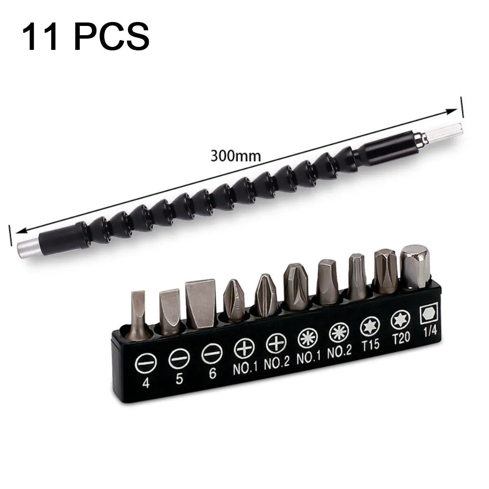 Flexible Drill Bit Extension Set, 105° Right Angle Drill Attachment Hex Adapter Socket Bendable Magnetic Extender Screwdriver