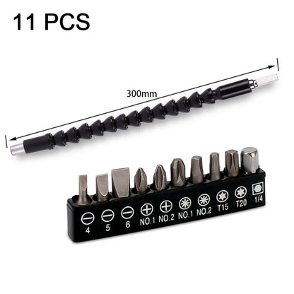 Flexible Drill Bit Extension Set, 105° Right Angle Drill Attachment Hex Adapter Socket Bendable Magnetic Extender Screwdriver