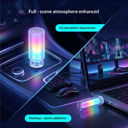USB Glass Bottle RGB Ambient Light 10 Lighting Modes Gradient LED Atmosphere Lamp For Gaming Room Bedroom Car Decoration