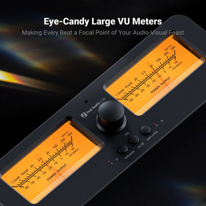 Fosi Audio LC30 Amplifier Speaker Switcher 2-in-2 Out Dual Analog VU Meter Audio Switcher Box with DB Panel Display with Remote