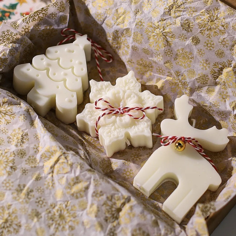 3pcs Gingerbread Man Elk Pine Snowflake Scented Candle Silicone Mold DIY Winter Home Resin Gypsum Decor Handmade Christmas Gifts