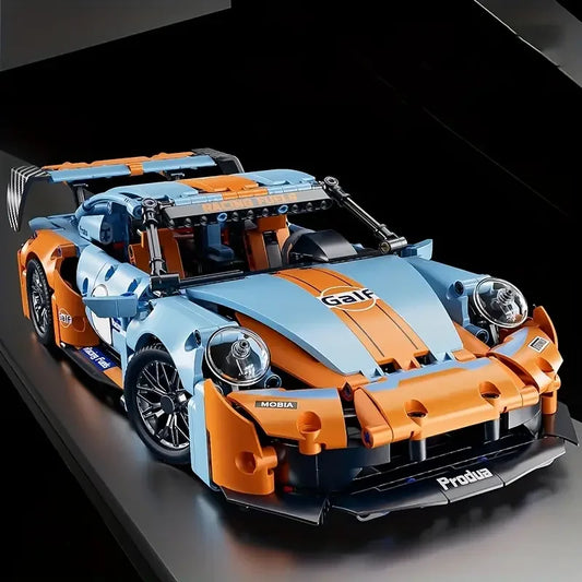 1243-Piece Blue Supercar Model Set - Easy to Assemble, Quick Assembly Racing Car Model, Racing Building Block Model, Gift for Car Enthusiasts