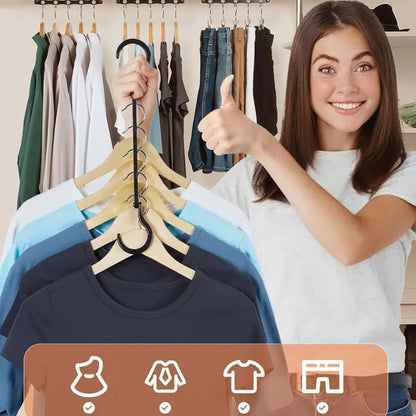 10/5Pcs Black Magic Space Saving Hangers Premium Smart Hanger Hooks Sturdy Cascading Hangers with 5 Holes for Heavy Clothes Clos