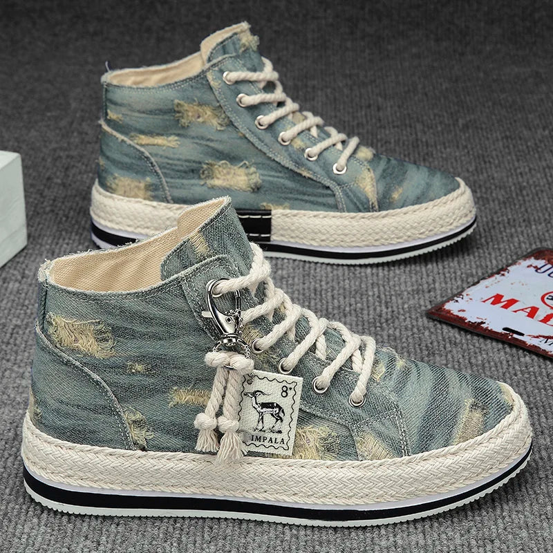 Men's Lightweight High-Top Canvas Sneakers Outdoor Casual Sports Shoes for Men