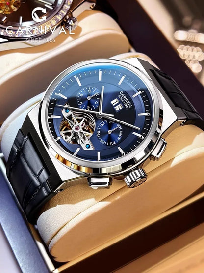 Reloj CARNIVAL Mens Sport Mechanical Watch Brand Luxury Tourbillon Automatic Wrist Watches for Men 50M Waterproof Montre Homme