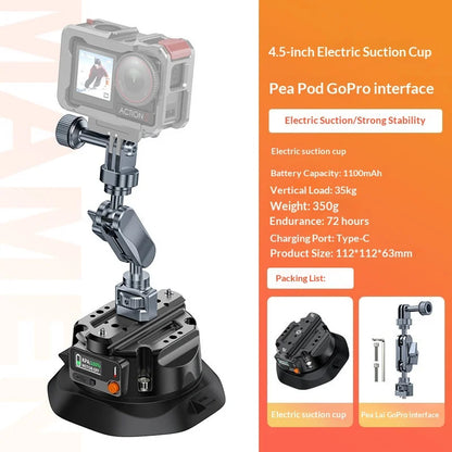 4.5 Inch Electric Suction Cup Camera Mount Auto Refill Car Holder for GoPro DJI Action Camera Insta360