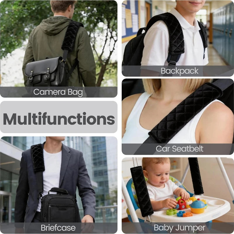 2 Pcs Seat Belt Cover, Soft Shoulder Pad for Comfortable Driving Compatible with All Cars SUV Trucks Backpack Strap Black