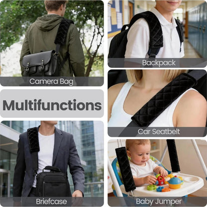 2 Pcs Seat Belt Cover, Soft Shoulder Pad for Comfortable Driving Compatible with All Cars SUV Trucks Backpack Strap Black
