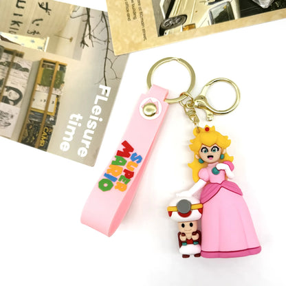 Mario Keychain Mario Bros Luigi Figure Toad Yoshi Bowser Action Figure Model Cartoon Bag Doll Pendant Toys Gift