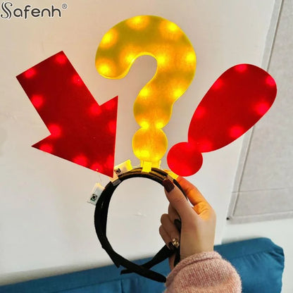 1PCSUnique Arrow Light Headband Funny Question Mark Hair Band Christmas Favors Girl Headgear Holiday Hair Hoop Costume Headpiece