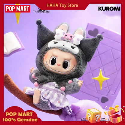 NEW POP MART The Monsters X Sanrio Family Labubu Hello Kitty Kuromi Vinyl Plush Doll Keychain Blind Box Kawaii Toys Kids Gift