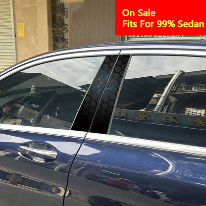 2PCS Textured Honeycomb Blue B-Pillar Car Stickers Waterproof Anti Scratch Vinyl Decals  Universal Styling Accessories