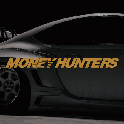 Money Hunter Vinyl Car Decal – Self-Adhesive Racing Stripe Sticker for Car Body, Truck Bumper, Rear Window – Waterproof Alphabet
