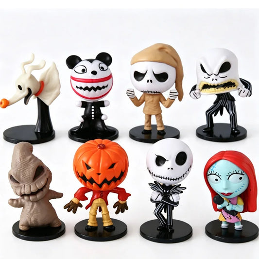 The Nightmare Before Christmas 8Pcs Q‑Version Figures Jack Sally Halloween Desktop Decor Collectible Gifts