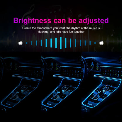 1/2/3/4/5M Car LED Ambient Lights Strip RGB Neon Optical Fiber Multiple Mode Interior Atmosphere Lighting DIY USB EL Wiring Lamp