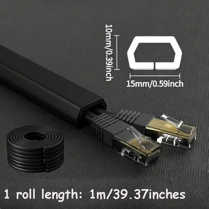 1PC 1/3M Self-Adhesive PVC Cable Management Strip Decorative Wire Protection Strip Suitable for Covering Wires on Walls Floors