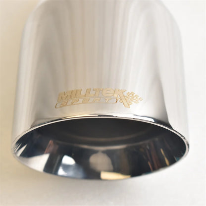 MILLTEK SPORT 304 Stainless Steel Exhaust Tip 2.5 Inch Inlet 4 Inch Outlet 6.9 Inch Long Slant Mount Tailpipe Nozzle
