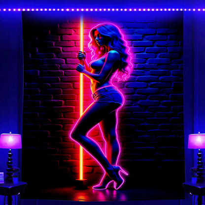 VIKAMA Neon Art Tapestry Human Silhouette Cyberpunk Waterproof Bar Backdrop Studio Wall Decor Cyber Style Room Home Decor
