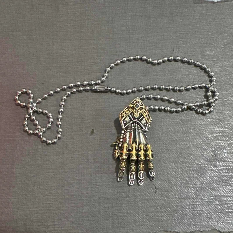5cm Robot Hand Collectible Mechanical Bionic Hand With Chain Movable Finger Joints Hand Charm Display Gifts Pendant Ornament