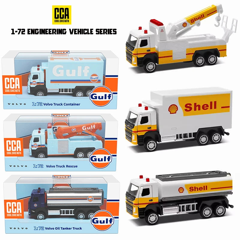 CCA 1:72 Road rescue Petrol stations  Collection Racing Alloy Car Model Children's Toy Car Casting Pullback Function