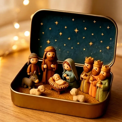 1 Set of Christmas Mini Nativity Scene 3D Printed Christmas Eve Exquisite Ornament Set Faith Ornaments for Living Room, Study, and Bedroom Decoration