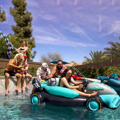 Water Inflatable Sports Car Floating Row Bed Racing Kart Floating Boat Backrest Air Cushion Swimming Pool Party