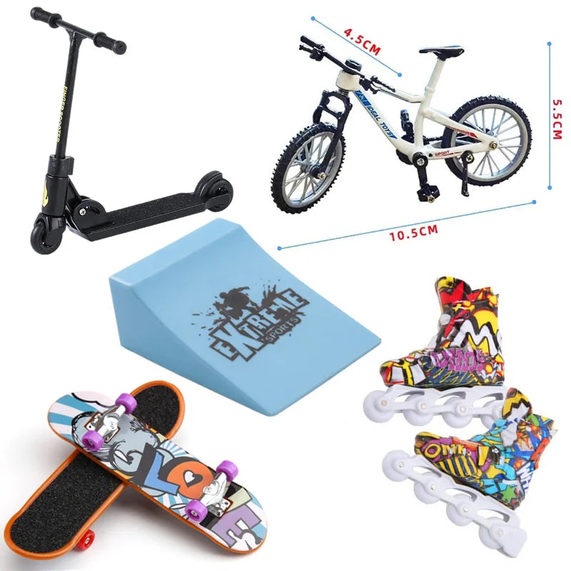 Scooter/Finger Skateboard/Casual Pants/Roller Skates/Bike For Tech Deck Ramp Venue Combination Set Children Indoor Home Toys Gif
