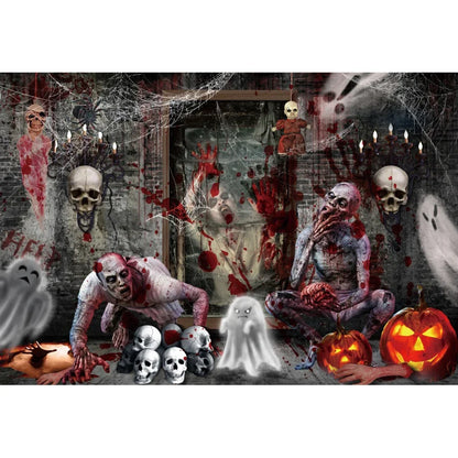 Horror Halloween Scary Blood Splatter Backdrop Red Blood Dripping Ghost Shadow Zombie Vampire Photography Background Studio