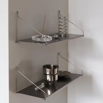 Stainless Steel Floating Wall Shelf Metal Wall Mounted Bookshelf Minimalist Display Storage Rack 40/60/80CM Wall Organizer