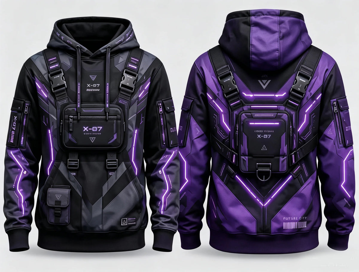 Men 3D Print Tactical Vest Style Hoodie, Polyester Outdoor Urban Street Fashion Daily Long Sleeve Techwear Hoodie