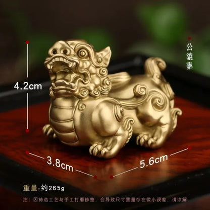 Pixiu Statue Chinese Feng Shui Pi Yao Figurine Silver Metal Sculpture Wealth Lucky Desktop Ornament Home Office Table Decor Gift