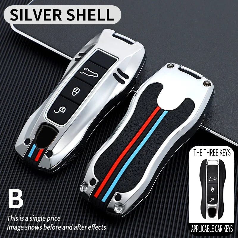 Zinc Alloy Key Fob Protective Cover, Smart Key Case Shell For Porsche Cayenne Panamera 911 992 Taycan, Auto Key Accessories